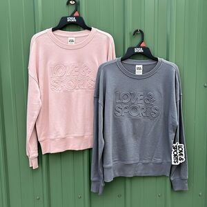Women’s Graphic Love & Sports Sweatshirt Top 2-Pack Shirt Size M